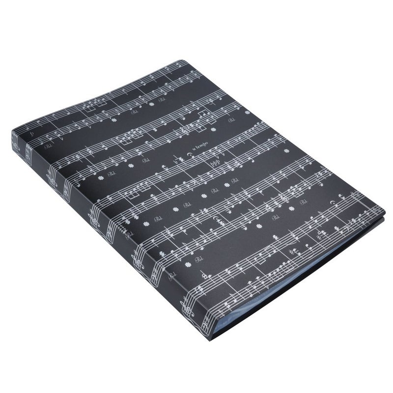 KingPoint Music File Folder A4 Size Sheet Music Folder Paper Documents Music Themed 40 Pockets Storage Folder (File Folder -Black) - Image 2